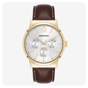 Armitron Gold Case Watch with Brown Strap 42mm